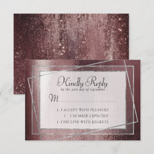 Glitzy Foil Rose Gold Mauve Pink Blush Lustre RSVP Card