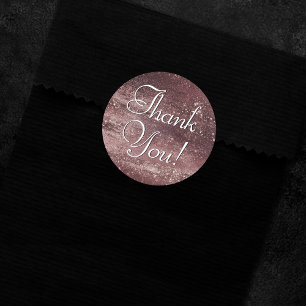 Glitzy Foil Rose Gold Mauve Pink Blush Thank You Classic Round Sticker
