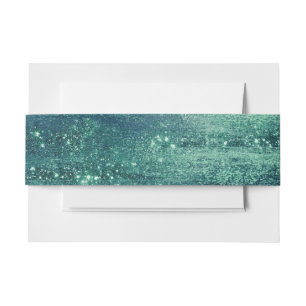 Glitzy Foil   Seafoam Green Faux Iridescent Glam Invitation Belly Band