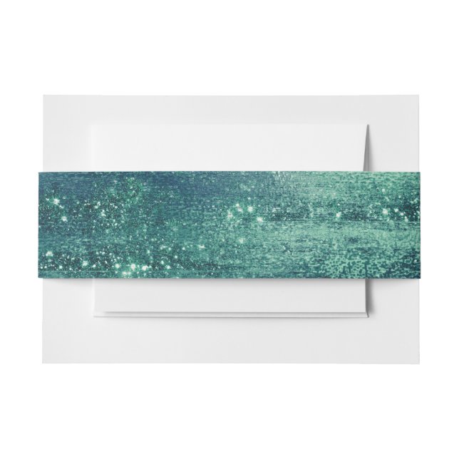 Glitzy Foil | Seafoam Green Faux Iridescent Glam Invitation Belly Band (Front Example)