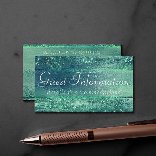 Glitzy Foil Seafoam Iridescent Green Guest Info Enclosure Card