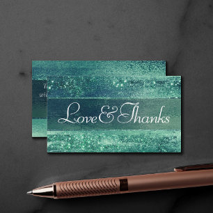 Glitzy Foil Seafoam Iridescent Green Thank You Enclosure Card