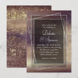 Glitzy Foil   Terracotta Dusty Orange Faux Shimmer Invitation