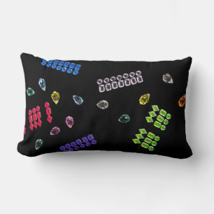 Glitzy gems rhinestone bright abstract black lumbar cushion