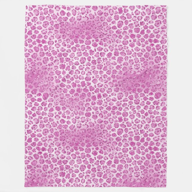 Glitzy Girly Pink Leopard Print Fleece Blanket (Front)