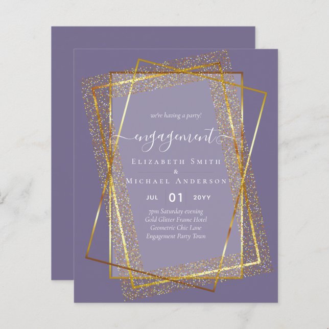Glitzy Glam ENGAGEMENT Party Invitations BUDGET (Front/Back)