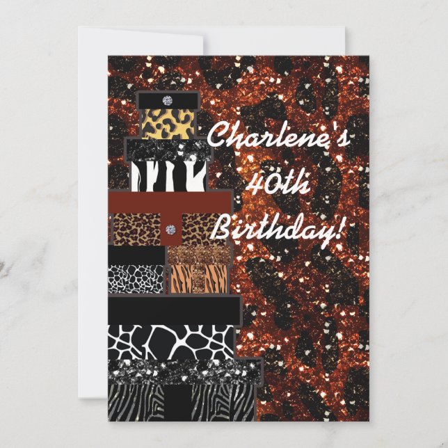 Glitzy Glam Gifts Animal Print Party Invitation (Front)