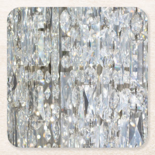 Glitzy Glittery Crystal Square Paper Coaster