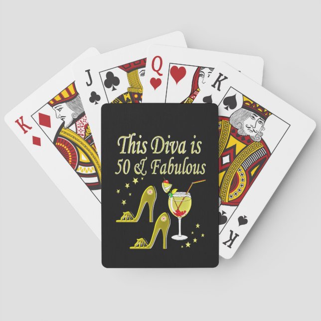 GLITZY GOLD 50TH BIRTHDAY DESIGN PLAYING CARDS (Back)