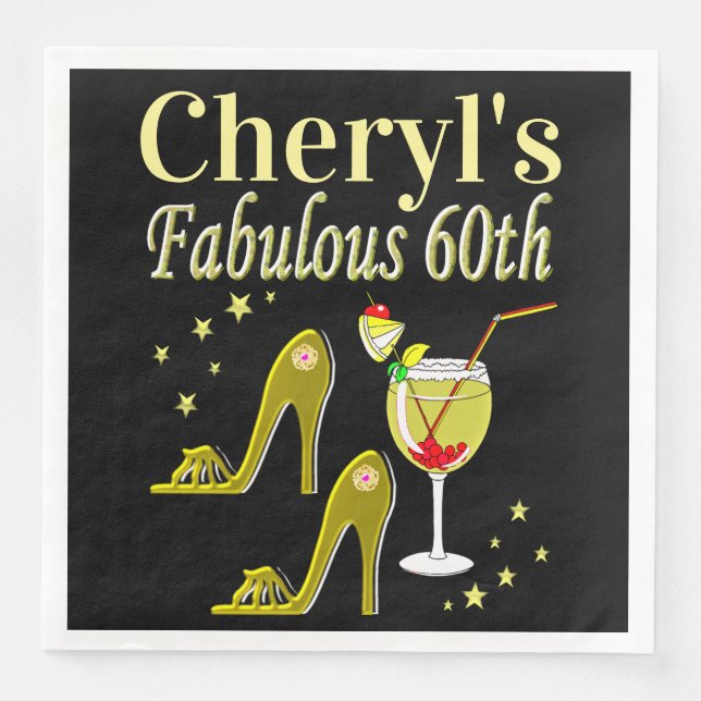 GLITZY GOLD 60TH BIRTHDAY PARTY NAPKIN (Front)