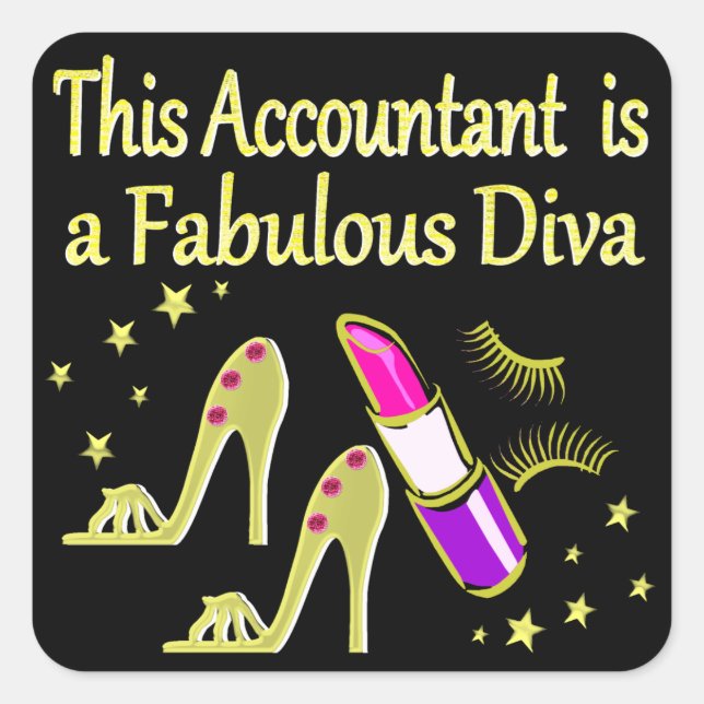 GLITZY GOLD ACCOUNTANT DESIGN SQUARE STICKER (Front)