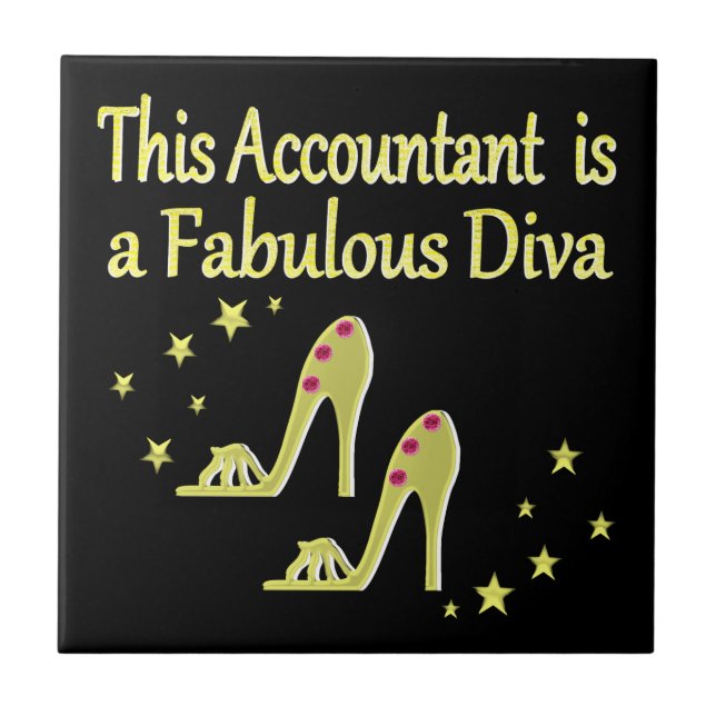 GLITZY GOLD ACCOUNTANT DIVA DESIGN TILE (Front)