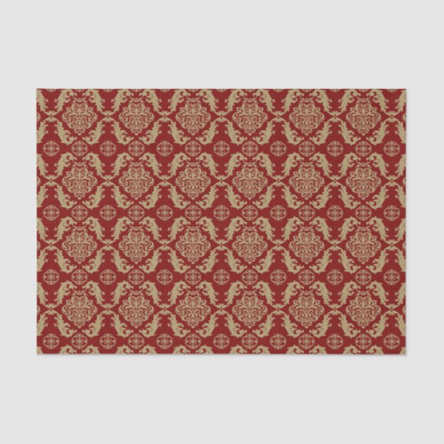 Glitzy gold and burgundy red holiday  tissue paper (Front)