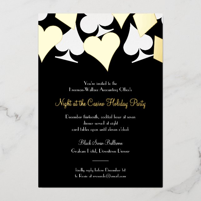 Glitzy Gold Card Suits Gala or Formal Event (Front)