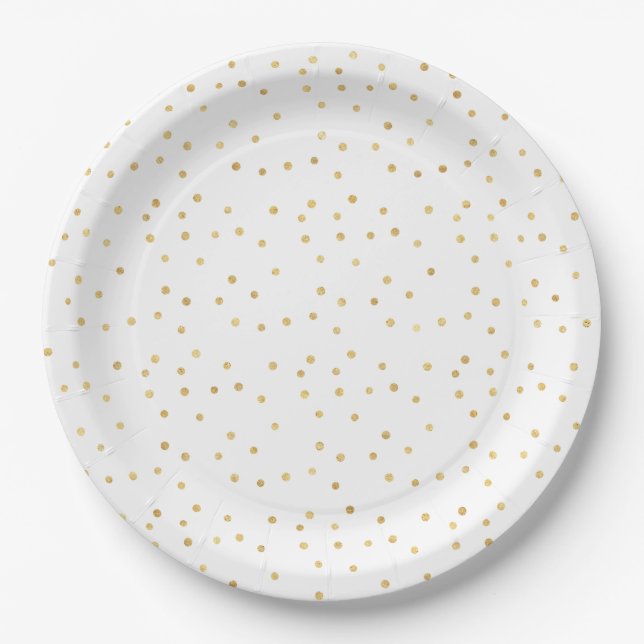 Glitzy Gold Confetti Baby Shower Paper Plate (Front)