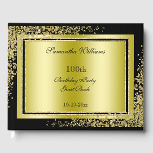 Glitzy Gold Confetti Decorations 100th Birthday Guest Book