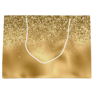 Glitzy Gold Glam Glitter Sparkle Large Gift Bag