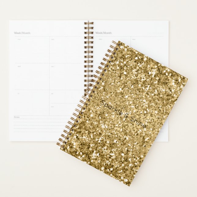 Glitzy Gold Glam Glitter Sparkle        Planner (Display)