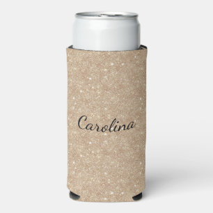Glitzy Gold Glitter Seltzer Can Cooler