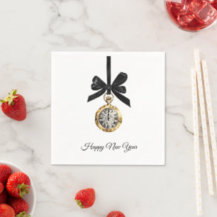 Glitzy Gold Silver New Year Midnight Hour Napkin