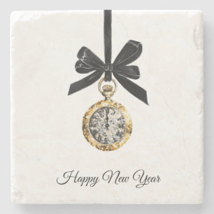 Glitzy Gold Silver New Year Midnight Hour   Stone Coaster
