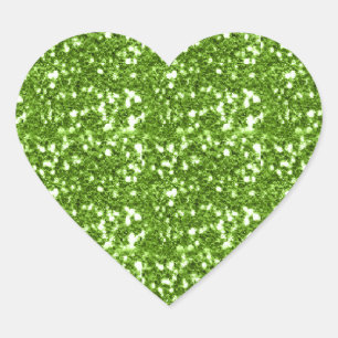 Glitzy Green Glitter Heart Pattern Gifts Sticker