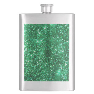 Glitzy Green Glitter Hip Flask