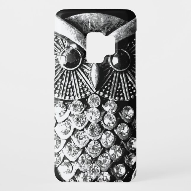 Glitzy Jewelled Metal Owl Case-Mate Samsung Galaxy Case (Back)