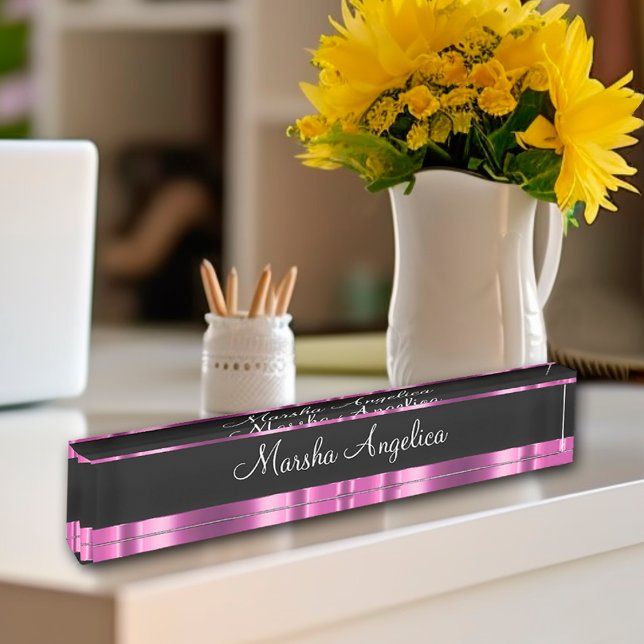 Glitzy Ladies Monogram Nameplate (Glitzy ladies monogram desk name plate)