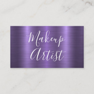 Glitzy Makeup Artist Purple Background Business Card
