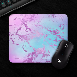 Glitzy Marble Girly Glam Pink Blue Purple Ombre Mouse Pad