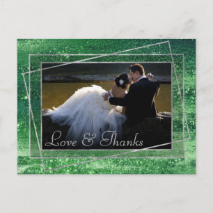Glitzy Minimalism   Neo Mint Green Photo Thank You Postcard
