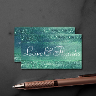 Glitzy Minimalist   Iridescent Green Thank You Enclosure Card
