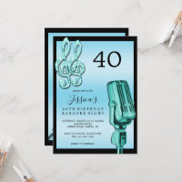 Glitzy Music Note & Microphone Karaoke Birthday In