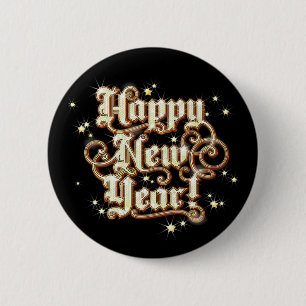 Glitzy New Year 6 Cm Round Badge