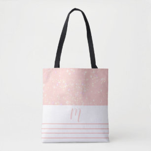 Glitzy Peach Monogrammed Tote Bag