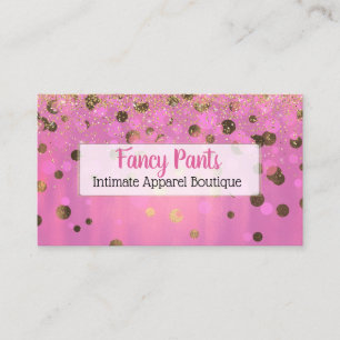 Glitzy Pink and Gold Foil Look Business Card