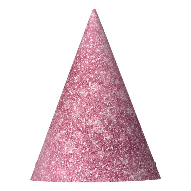 Glitzy Pink Glam Sparkle Birthday Party Hat (Front)