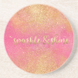 Glitzy Pink Gold Sparkle and Shine Coaster