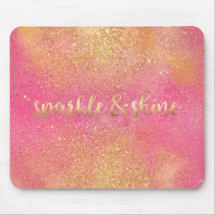 Glitzy Pink Gold Sparkle and Shine Mouse Pad