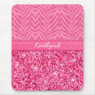 Glitzy Pink Zebra Mouse Pad