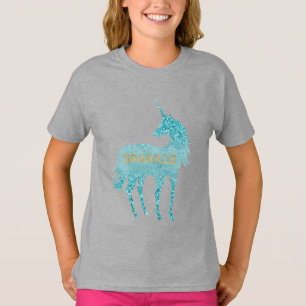 Glitzy Purple Lilac Mint Aqua Sparkle Unicorn   T-Shirt
