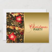 Glitzy Red, Green, Gold Chritsmas Party Invitation