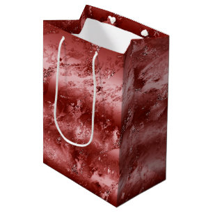Glitzy Red Ombre Marble Medium Gift Bag