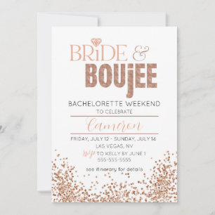 Glitzy Rose Gold I Bachelorette Weekend Invitation