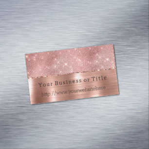 Glitzy Rose Gold Sparkle Magnetic Business Card