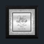 Glitzy Silver & Black 25th Wedding Anniversary    Gift Box<br><div class="desc">Beautiful romantic, elegant glitzy and sparkly 25th Wedding Anniversary gift box. With a shiny glittery sequin silver border frame over a double silver and single black background..This example is for a 25th Silver Wedding Anniversary but can be used for any event. All text, font and font colour is fully customisable...</div>
