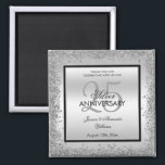 Glitzy Silver & Black 25th Wedding Anniversary    Magnet<br><div class="desc">Beautiful romantic, elegant glitzy and sparkly 25th Wedding Anniversary thank you favour magnet. With a shiny glittery sequin silver border frame over a double silver and single black background..This example is for a 25th Silver Wedding Anniversary but can be used for any event. All text, font and font colour is...</div>