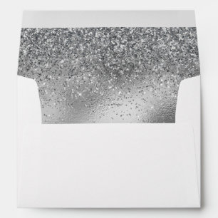 Glitzy Silver Glam Sparkle Glitter Envelope