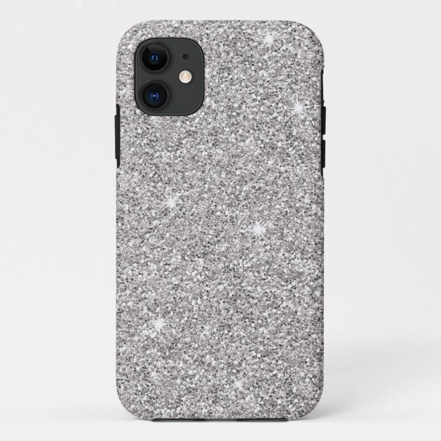 Glitzy Silver Glitter Case-Mate iPhone Case (Back)